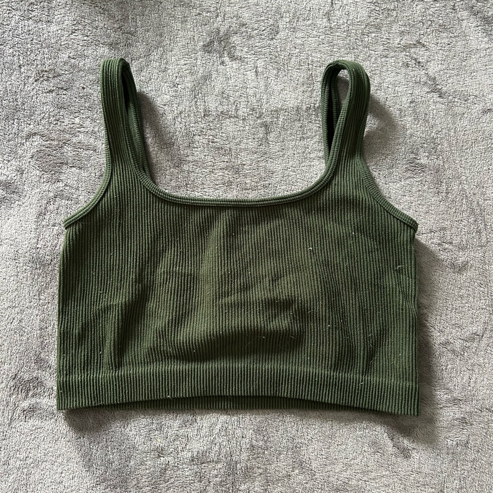 Green Ribbed Tank Top